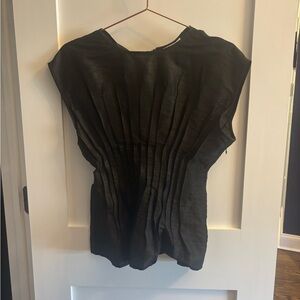 Chic Black Pleated Women's Blouse